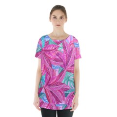 Leaves Tropical Reason Stamping Skirt Hem Sports Top by Simbadda