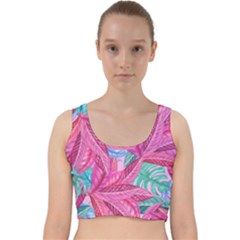 Leaves Tropical Reason Stamping Velvet Racer Back Crop Top by Simbadda