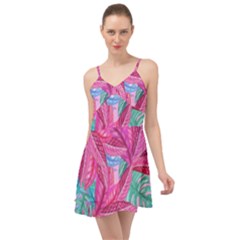 Leaves Tropical Reason Stamping Summer Time Chiffon Dress by Simbadda