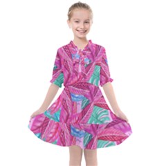 Leaves Tropical Reason Stamping Kids  All Frills Chiffon Dress by Simbadda