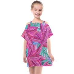 Leaves Tropical Reason Stamping Kids  One Piece Chiffon Dress by Simbadda