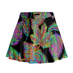 Autumn Pattern Dried Leaves Mini Flare Skirt by Simbadda