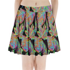 Autumn Pattern Dried Leaves Pleated Mini Skirt by Simbadda