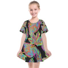 Autumn Pattern Dried Leaves Kids  Smock Dress by Simbadda