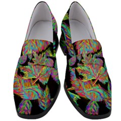 Autumn Pattern Dried Leaves Women s Chunky Heel Loafers by Simbadda