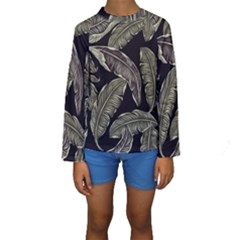 Jungle Leaves Tropical Pattern Kids  Long Sleeve Swimwear by Simbadda