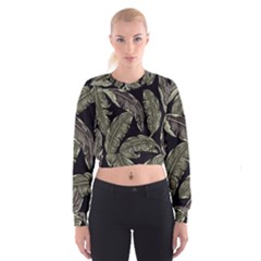 Jungle Leaves Tropical Pattern Cropped Sweatshirt by Simbadda