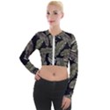 Jungle Leaves Tropical Pattern Long Sleeve Cropped Velvet Jacket View1