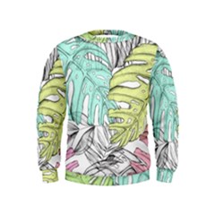 Leaves Tropical Plant Summer Kids  Sweatshirt by Simbadda