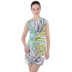 Leaves Tropical Plant Summer Drawstring Hooded Dress by Simbadda