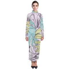 Leaves Tropical Plant Summer Turtleneck Maxi Dress by Simbadda