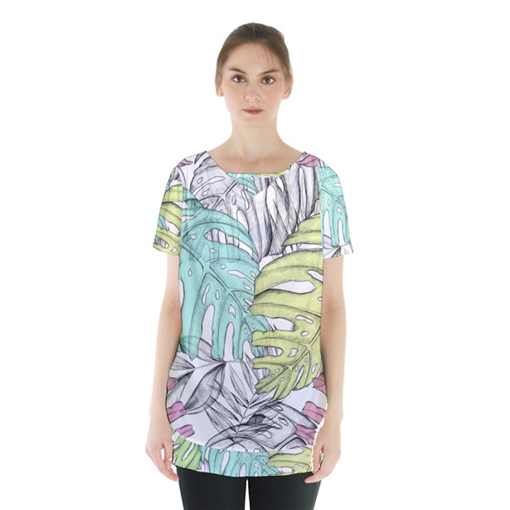 Leaves Tropical Plant Summer Skirt Hem Sports Top