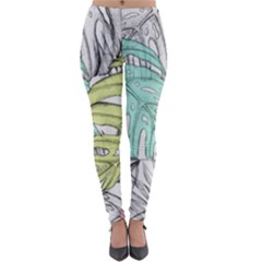 Leaves Tropical Plant Summer Lightweight Velour Leggings by Simbadda