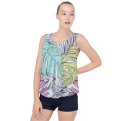 Leaves Tropical Plant Summer Bubble Hem Chiffon Tank Top by Simbadda