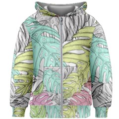 Leaves Tropical Plant Summer Kids  Zipper Hoodie Without Drawstring