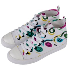 Distorted Circles On A White Background                Women s Mid-top Canvas Sneakers by LalyLauraFLM