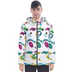 Distorted Circles On A White Background                 Men s Hooded Puffer Jacket by LalyLauraFLM