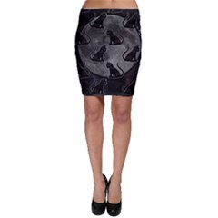 Black Cat Full Moon Bodycon Skirt by bloomingvinedesign