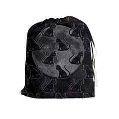 Black Cat Full Moon Drawstring Pouch (xl) by bloomingvinedesign