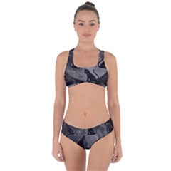 Black Cat Full Moon Criss Cross Bikini Set by bloomingvinedesign