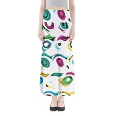 Distorted Circles On A White Background                 Women s Maxi Skirt by LalyLauraFLM