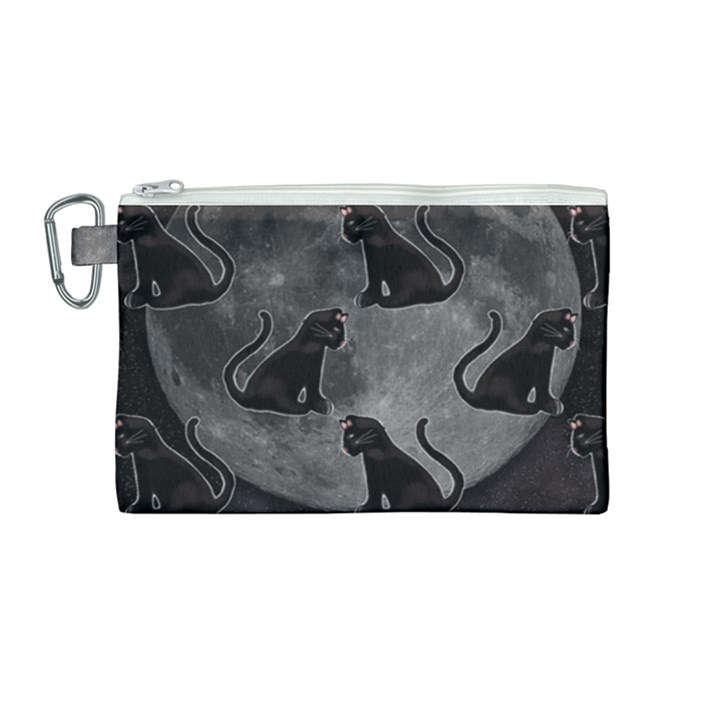 Black Cat Full Moon Canvas Cosmetic Bag (Medium)