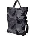 Black Cat Full Moon Fold Over Handle Tote Bag View2