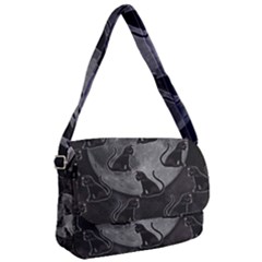 Black Cat Full Moon Courier Bag by bloomingvinedesign