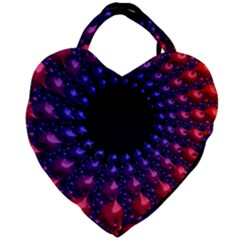 Red Purple 3d Fractals                  Giant Heart Shaped Tote by LalyLauraFLM