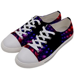 Red Purple 3d Fractals                 Women s Low Top Canvas Sneakers by LalyLauraFLM