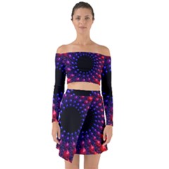 Red Purple 3d Fractals                     Off Shoulder Top With Skirt Set by LalyLauraFLM