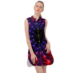 Red Purple 3d Fractals                     Sleeveless Shirt Dress by LalyLauraFLM