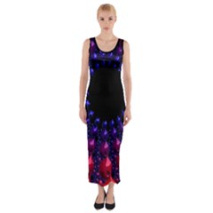 Red Purple 3d Fractals                  Fitted Maxi Dress by LalyLauraFLM