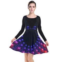 Red Purple 3d Fractals                Plunge Pinafore Dress