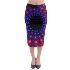 Red Purple 3d Fractals                    Midi Pencil Skirt by LalyLauraFLM