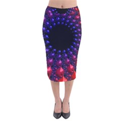 Red Purple 3d Fractals                    Velvet Pencil Skirt by LalyLauraFLM