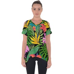 Tropical Leaves                  Cut Out Side Drop Tee by LalyLauraFLM