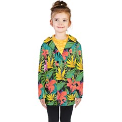 Tropical Leaves                   Kids  Double Breasted Button Coat by LalyLauraFLM