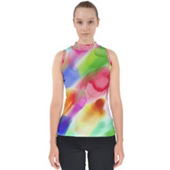 Colorful Watercolors                    Mock Neck Shell Top by LalyLauraFLM