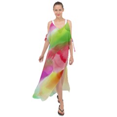 Colorful Watercolors                      Maxi Chiffon Cover Up Dress by LalyLauraFLM