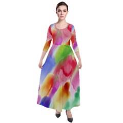 Colorful Watercolors                      Quarter Sleeve Maxi Velour Dress