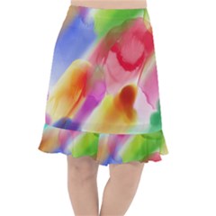 Colorful Watercolors                       Fishtail Chiffon Skirt by LalyLauraFLM