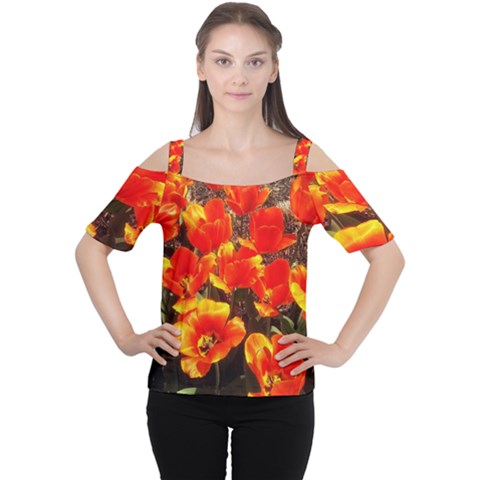 Orange Tulips At The Commons Cutout Shoulder Tee by Riverwoman