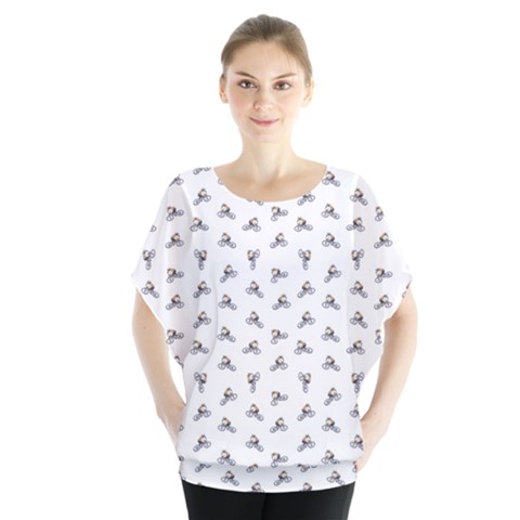 Cycling Motif Design Pattern Batwing Chiffon Blouse by dflcprintsclothing