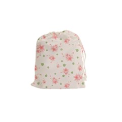 Pink Flowers Pattern Spring Nature Drawstring Pouch (small) by TeesDeck