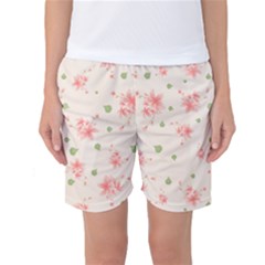 Pink Flowers Pattern Spring Nature Women s Basketball Shorts by TeesDeck