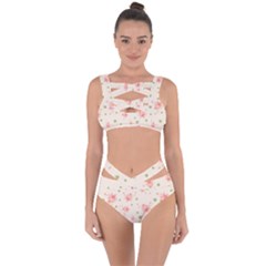 Pink Flowers Pattern Spring Nature Bandaged Up Bikini Set  by TeesDeck