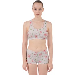 Pink Flowers Pattern Spring Nature Work It Out Gym Set by TeesDeck