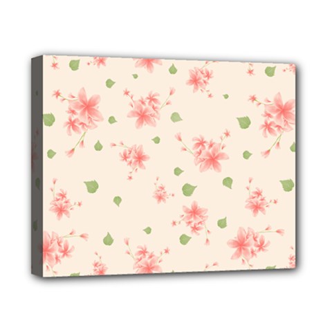 Pink Flowers Pattern Spring Nature Canvas 10  X 8  (stretched) by TeesDeck