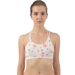 Pink Flowers Pattern Spring Nature Back Web Sports Bra by TeesDeck